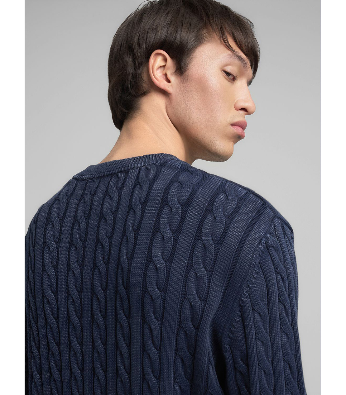 ケーブル編みコットンプルオーバー 詳細画像 ブルー 7